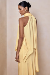 Sancelle | Lemon Matte Satin Halter-Neck Top