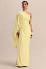 Sabella | Lemon Asymmetric-Neck Maxi Dress