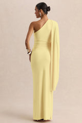 Sabella | Lemon Asymmetric-Neck Maxi Dress