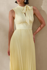 Avalon | Lemon Midi Dress With Pleated Skirt And Bow-Detail