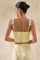 Blythe | Lemon Lace Square-Neck Crop-Top