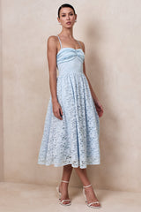 Gloriana | Powder Blue Lace Sweetheart-Neck Midi Dress