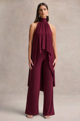 Jadzia | Burgundy Halter-Neck Jumpsuit