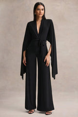 Laurina | Black Plunge-Neck Jumpsuit