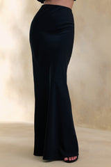 Elaria | Black Satin Maxi-Skirt