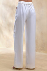Ilena | Cream Satin Wide-Leg Trouser