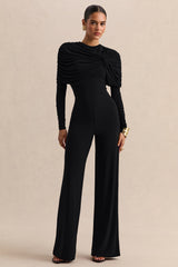 Eloura | Black High-Neck Jumpsuit With Twist-Gathered Detail
