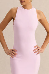 Mirana | Light Pink High-Neck Midi-Dress