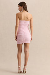 Merisse | Light Pink Bandeau Mini-Dress With Ruched-Detailing