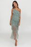 Arrabel Tiered Ruffle Tulle Maxi Dress Sage