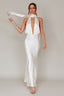 Italia Azure Halterneck Maxi Dress Oyster