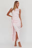Kamillia Boat Neck Split Maxi Dress Ice Pink