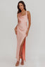 Midnight Sun Asymmetrical Strap Maxi Dress Apricot