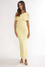 Elita Asymmetric Neckline Lace Maxi Dress Lemon