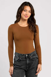 Long Sleeve Crewneck Bodysuit | Chocolate