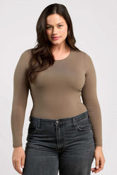 Long Sleeve Crewneck Bodysuit | Mocha