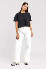 Vintage Cotton Cropped Tee | Black