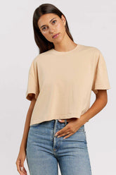 Vintage Cotton Cropped Tee | Oat