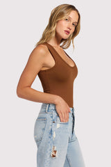 Seamless Scoop Tank Bodysuit | Chocolate