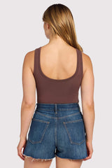 Seamless Scoop Tank Bodysuit | Coffee