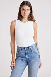 Ribbed Crewneck Tank Bodysuit | White