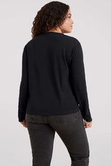 Vintage Cotton Long Sleeve Everyday T-Shirt | Black
