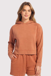 Vintage Fleece Cropped Hoodie | Washed Clay