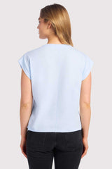 Soft Cotton V-Neck Muscle Tee | Cloud