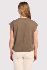 Soft Cotton V-Neck Muscle Tee | Mocha