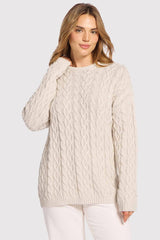 Lightweight Cable Sweater | Bone