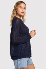 Open Knit Sweater | Navy