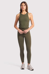 Sporty Rib Racer Tank | Darkest Olive