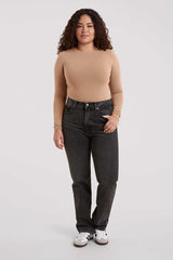 Cotton Stretch Long Sleeve Crewneck Bodysuit | Cinnamon