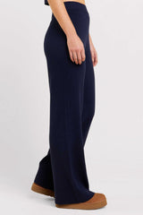 Ribbed Sweater Wide Leg Pant | Navy