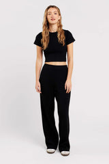 Ribbed Sweater Baby Tee | Black