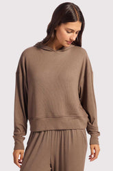 Slinky Rib Hoodie | Mocha