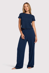 Pointelle Pajama Pant Set | Navy