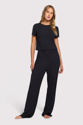 Mini Rib Pajama Set | Black