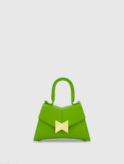 Green Mini Structured Leather Top Handle Bag