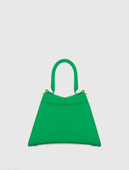 Green Small Structured Leather Top Handle Bag