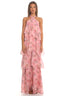 Petal Fall Tiered Halter Maxi Dress Blush