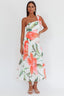 Kinley One-Shoulder Ruffle Maxi Dress Floral Red