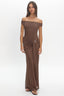 Luli Boat Neck Sash Maxi Dress Cocoa