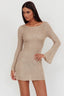 Cosmic Scoop Back Sequin Knit Mini Dress Gold