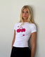 Cherry Crew Neck Baby Tee White