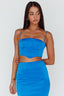 Zeina Satin Crop Top Blue