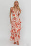 Veda Strappy Back Ruffle Maxi Dress Poppies Red