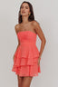 Veda Strapless Ruffle Mini Dress Peach