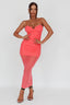 Jahzel Ruched Mesh Midi Dress Pink