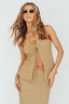 Kalei Textured Halter Top Brown